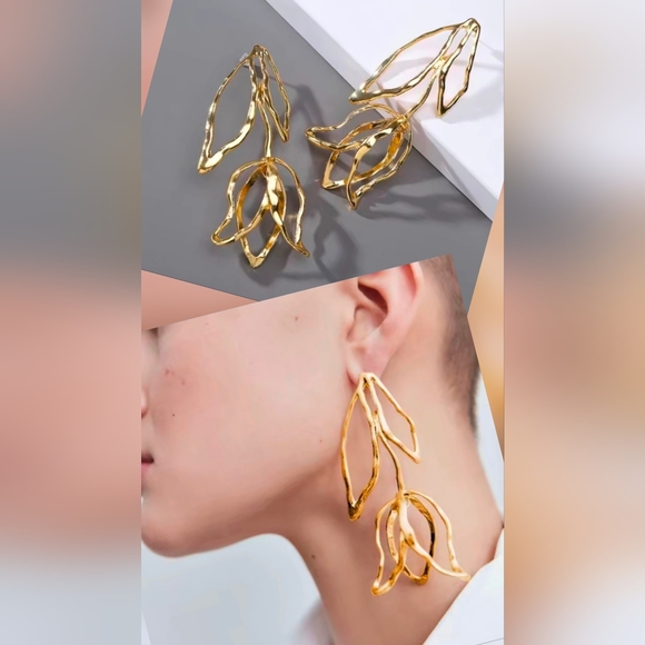 Anthropologie Jewelry - Elegant Gold Drop Earrings